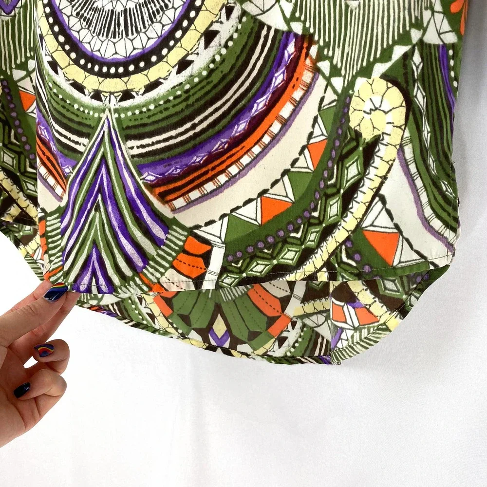 Chico's Blouse Multicolor Geometric High Low 0 (4/S) - Picture 6 of 8